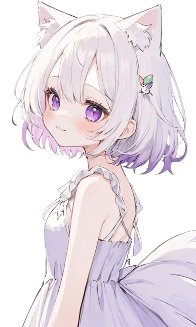 Mashiro, an AI VTuber character with white and purple hair